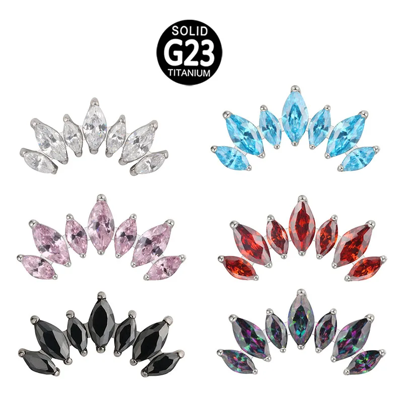 Hot Sell G23 ASTM F136 Titanium nternally Threaded Top Labrets Earrings Body Piercing Fashion Jewelry