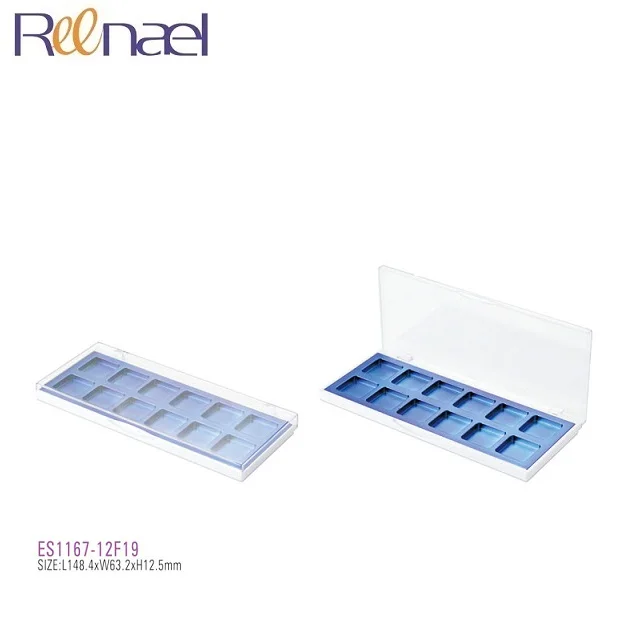 Plastic clear eyeshadow lipstick blush palette empty palette case in 12 colors