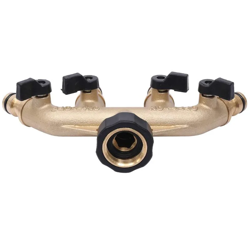 Factory Direct Wholesale OEM Watering garden supplies Heavy Duty 4 Way Brass Hose Splitter