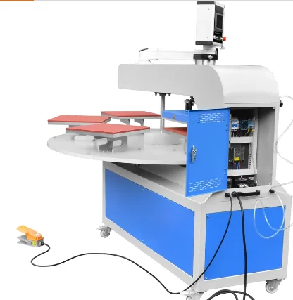 Fully automatic pneumatic robotic 6 station heat press printing plate roller hot transfer for Garment