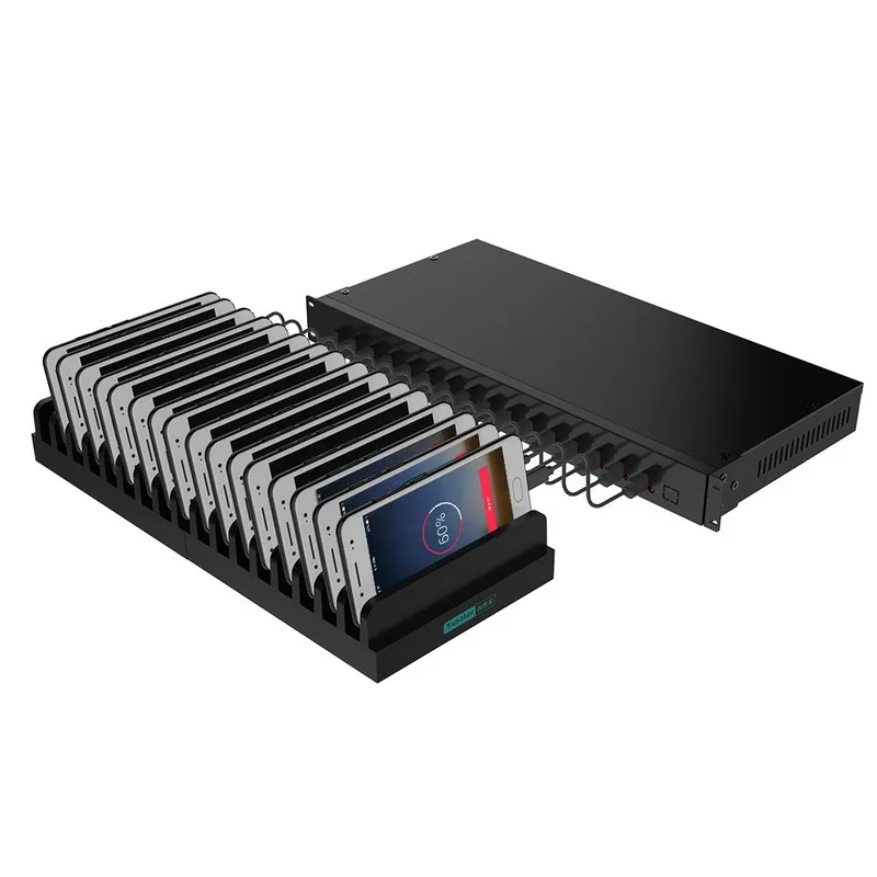 Sipolar 200W powered 2.4A 16 port USB hub USB charging station with on/off switch install 1u standard rack cabinet for tablets