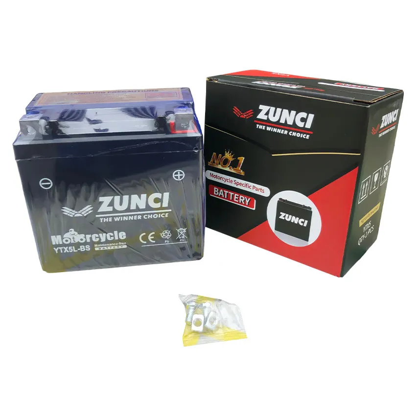ZUNCI 12V 5ah YTX5 YTX5L YB5L YT5B YTR5A BS YTX5L-BS motorcycle battery lead acid batteries charger with MSDS from CNAS