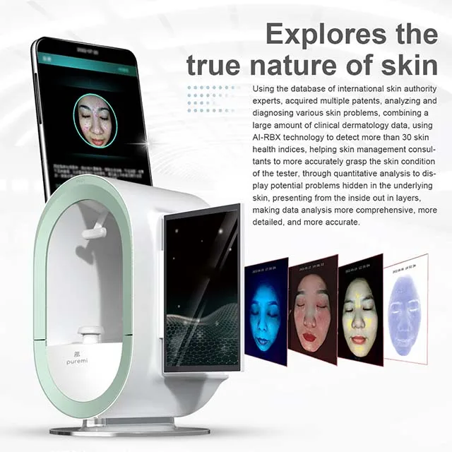2024 Professional AI Skin Analyzer 3D Wrinkle Pigmentation Acne Facial Skin Analysis Beauty Machine with 19 languages