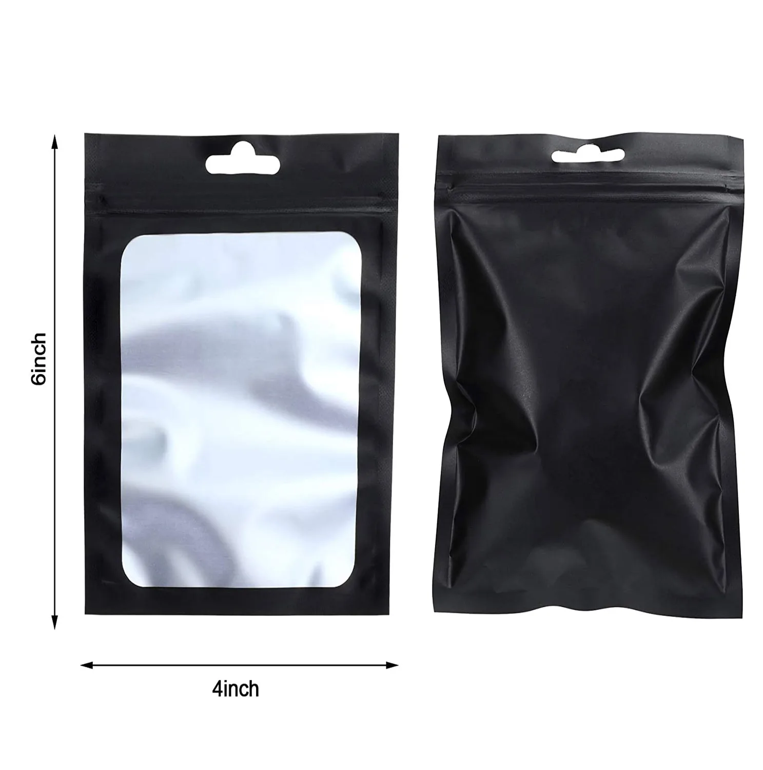 Clear window  Metallic Mylar Food Storge  Bags Flat Bottom Black Aluminum Foil Small Zip Lock Plastic Bags Wholesale