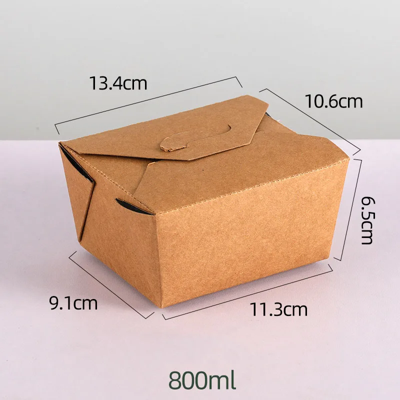 Custom Food Box Burger Takeway Packaging Oil-proof Square Fried chicken Salad Pasta Kraft Paper Food Boxes Takeway Packaging
