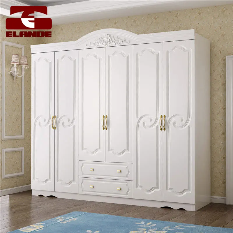 Wardrobe Simple Modern Economical Three or Four Doors Wooden Bedroom Assembly Wardrobe Five or Six Doors White Large Wardrobe