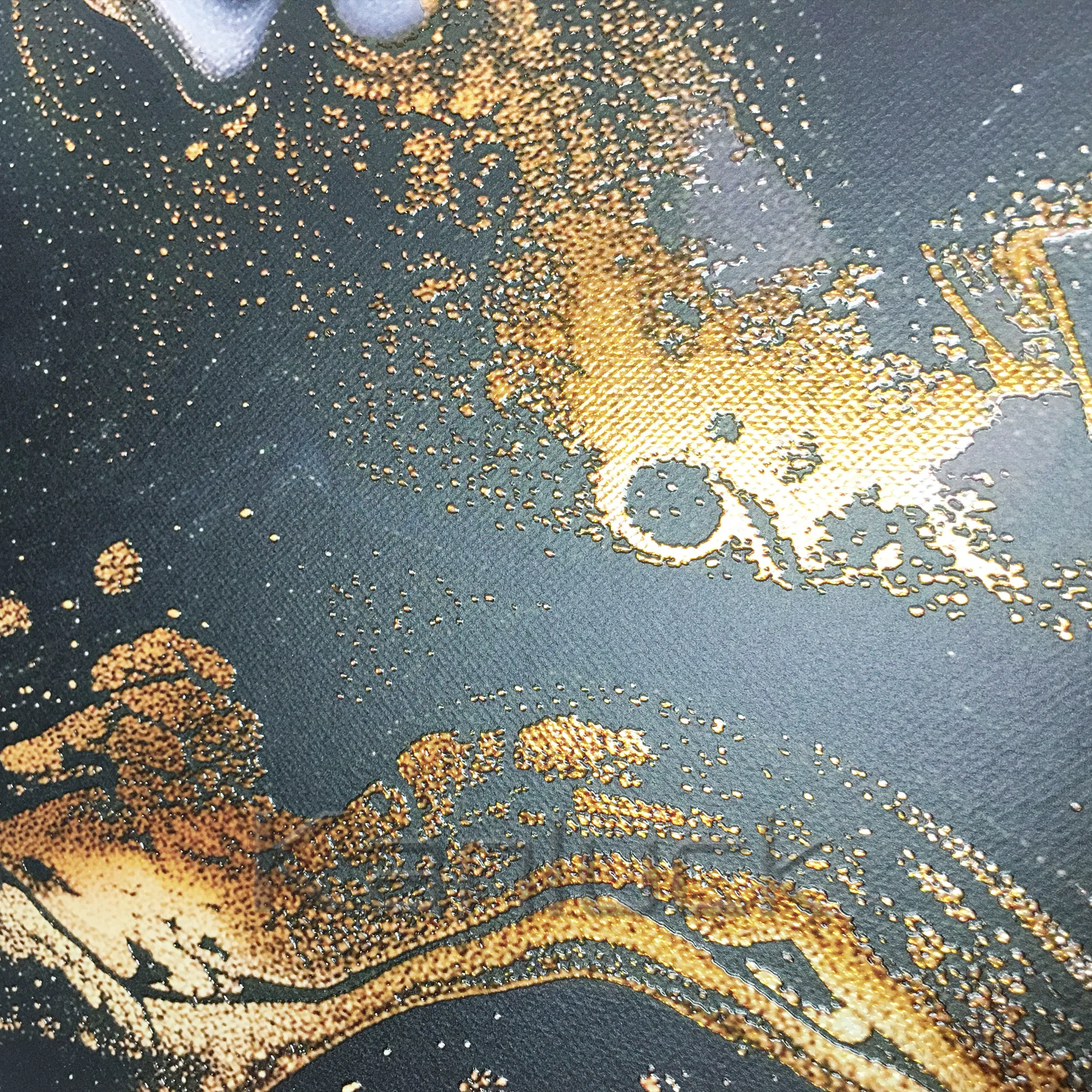 Black Abstract Large Canvas Art With Frame Wall Art Print With Gold Foil