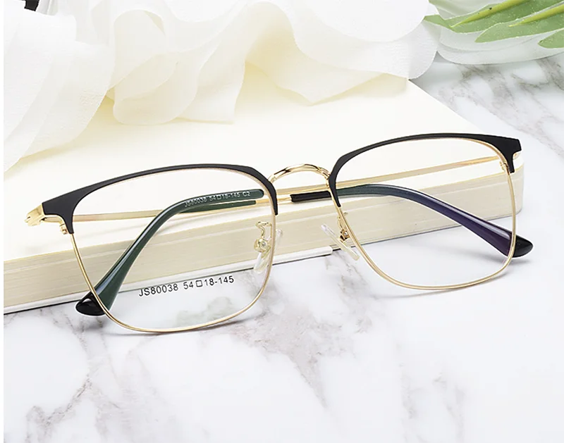 Custom made unisex fashion glass stainless steel eye glasses metal optical eyewear prescription spectacle eyeglasses frames mens