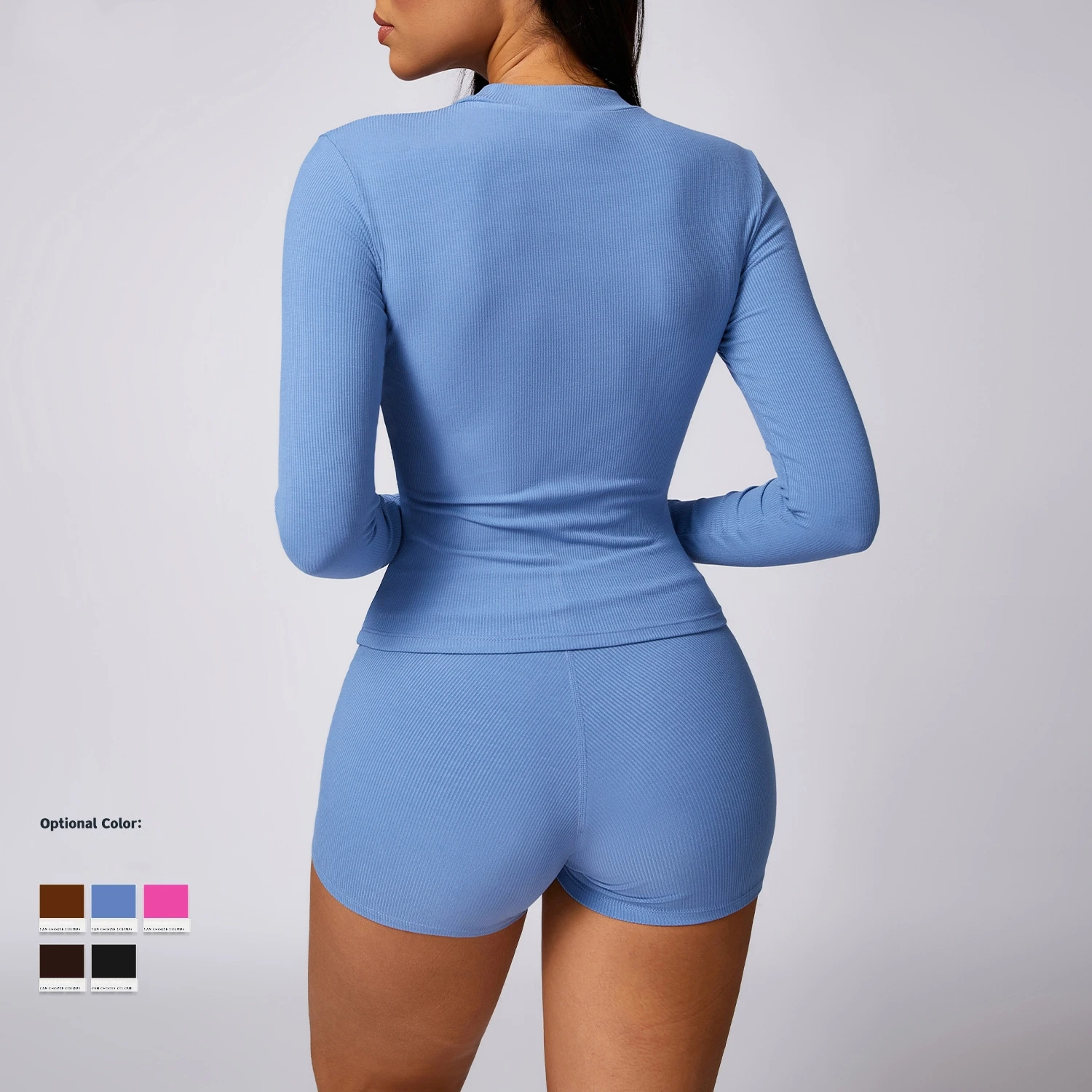 Custom Logo High Strength Tight Long Sleeved Ribbed Quick Drying Yoga Wear Apparel Running Sports T-shirt Fitness Yoga Gym Top
