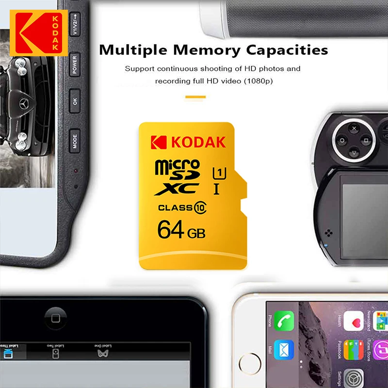 Wholesale KODAK Memory SD Card 16G 32G 64G 128G Class 10 U1 UHS-1 micro Full HD Video 80MB/S TF Memory card