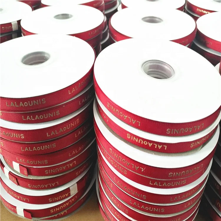 Ribbon custom LOGO bronzing printing floral ribbon cake box flower packaging ribbon and puff printed logo red jewelry gift box