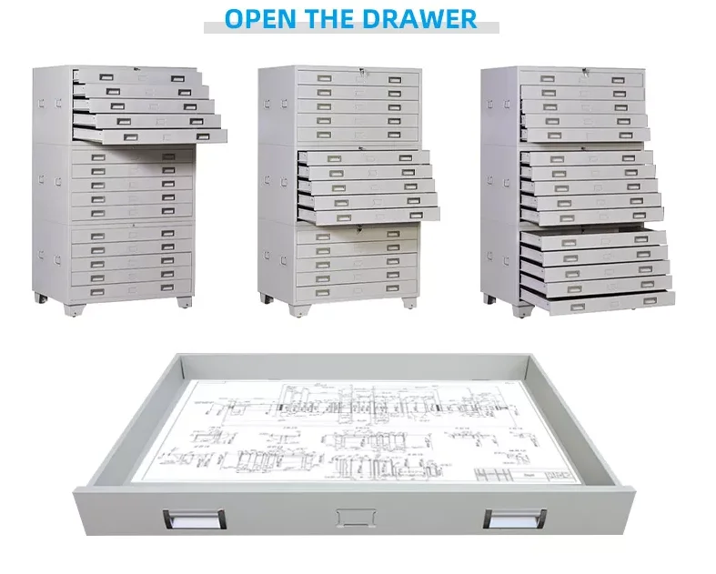 Cheap office metal map graph paper cabinet with dimension A0 and A1 map Drawer Cabinet for Sale