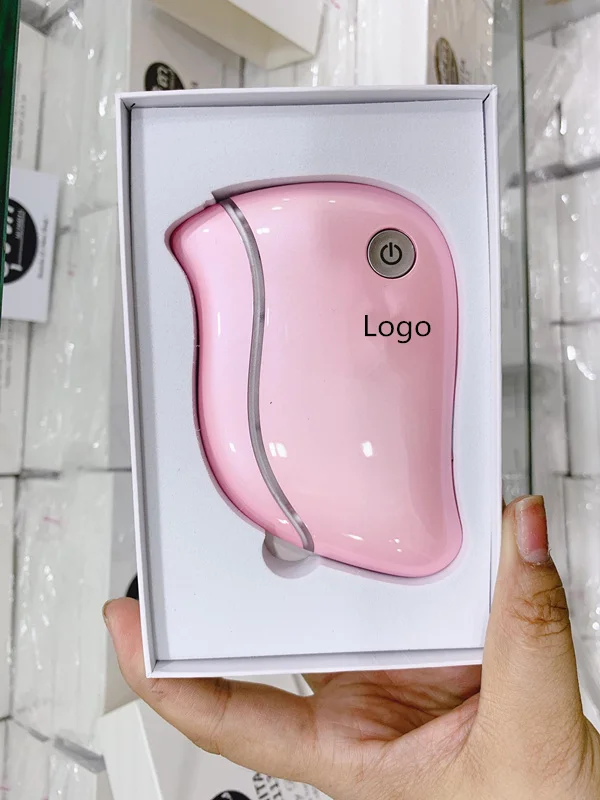 2023 Bigsmile Electric gua sha vibrate heated scraping lifting led light facial massager beauty device led triangle facial wand