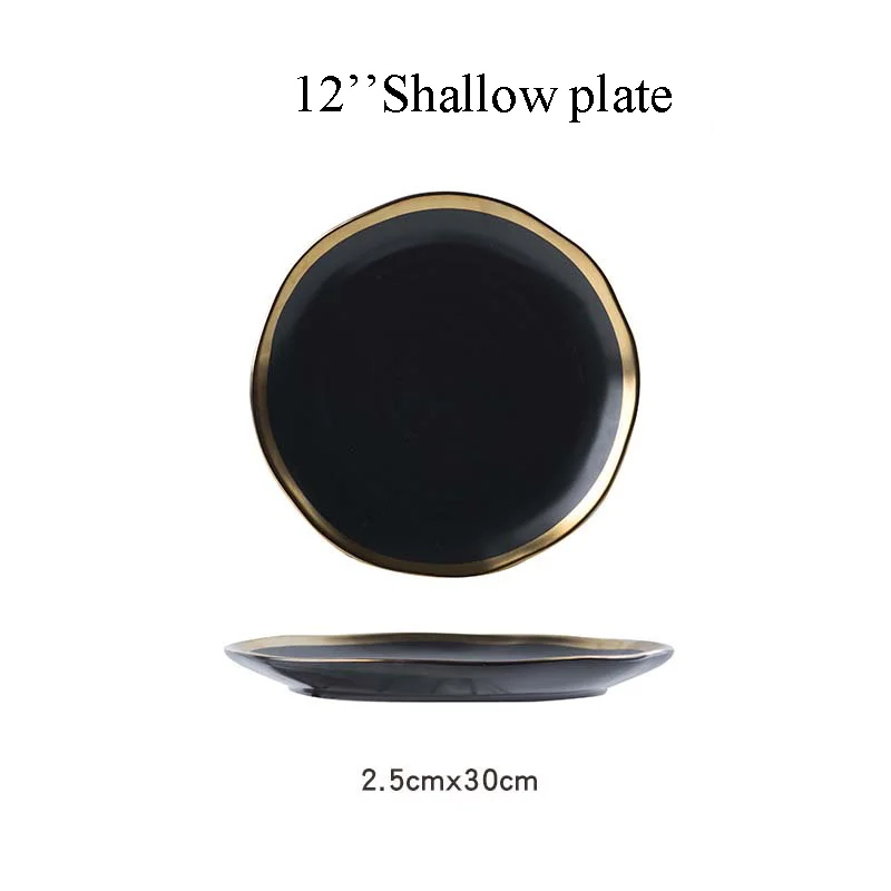 USA Luxury Ukrain Matt Black Cooking Dinnerware Set Ceramic Plate