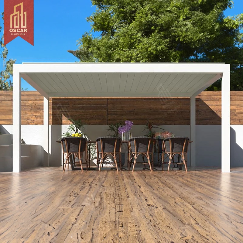 High Performance Luxury Style Garage Wall Mounted Pavilion with Zip Blind Sheet Pergola