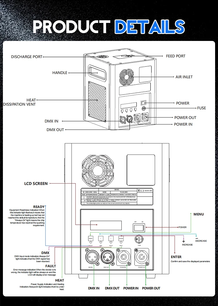 State-of-the-art cold spark machine electronic stage sparks machine cold spark machine stage