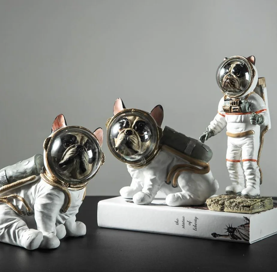 Factory creative custom resin craft kawaii aerospace french bulldog resine statue