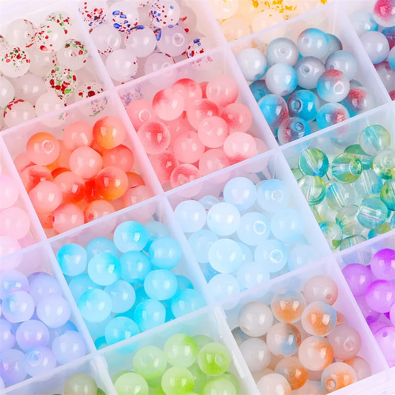 100pcs Bulk Mix color DIY Beads Jewelry Wholesale Round Loose Beads for Bracelet Necklace Lampwork Beads