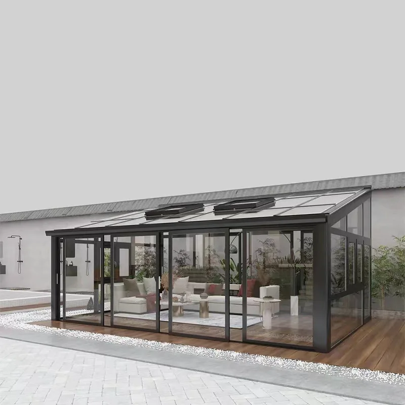 Factory customization solarium aluminum growing greenhouse patio enclosure kits home exterior relax garden glass house sunroom