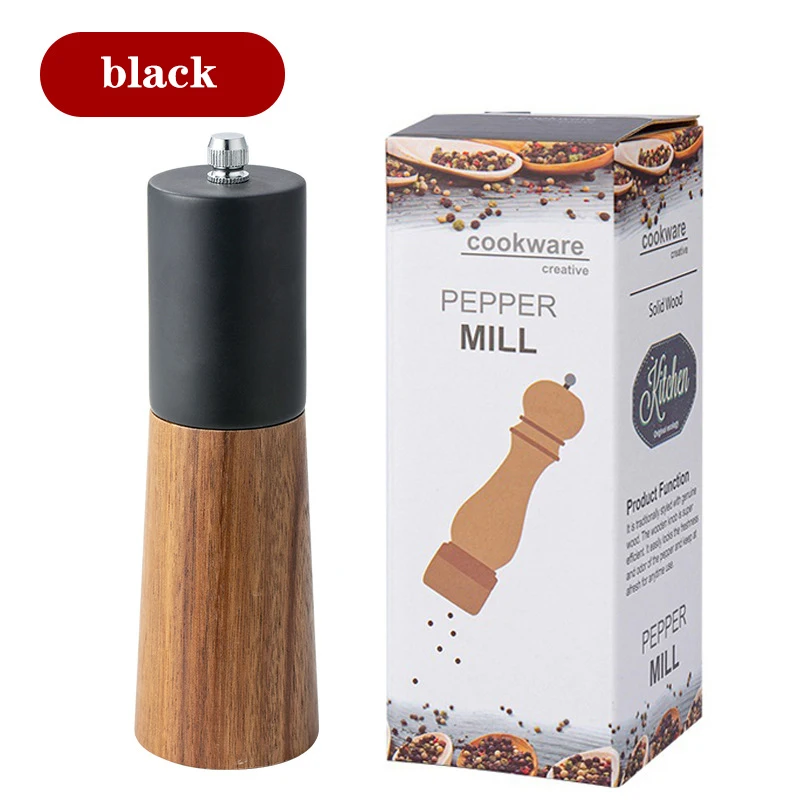 Newest White And Black Walnut Wood Spice Grinder Kitchen Wooden Pepper Muller Mills