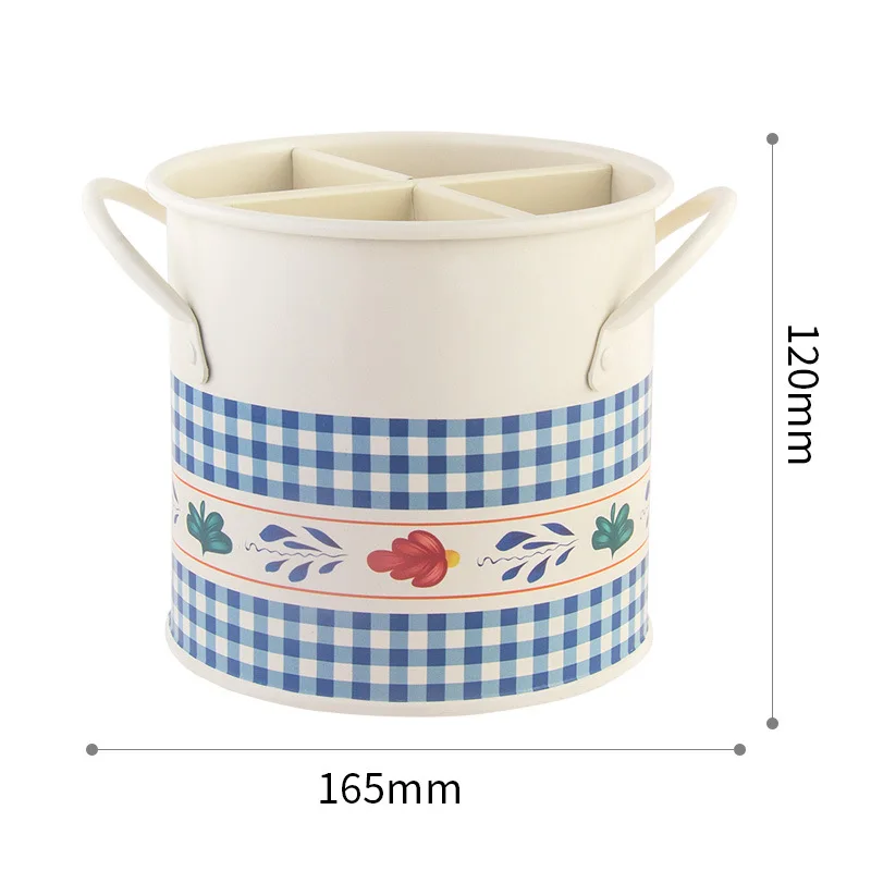 Vintage cherry tableware bucket household kitchen chopsticks cage knife and fork storage bucket