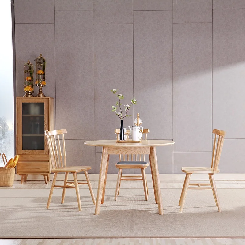 Wood Coffee Shop Furniture Table Tea Dining Table Small Apartment Round Wooden Simple Nordic Solid Home Furniture Modern