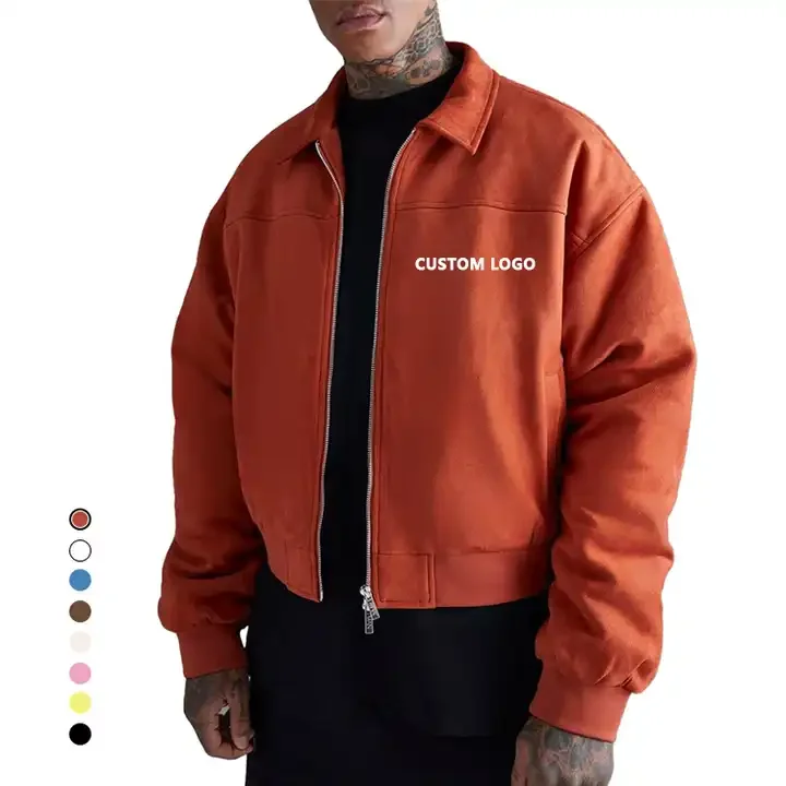 Factory Custom double zipper outdoor jacket for men oversized zip up jacket high quality Cropped Boxy Jacket work coat