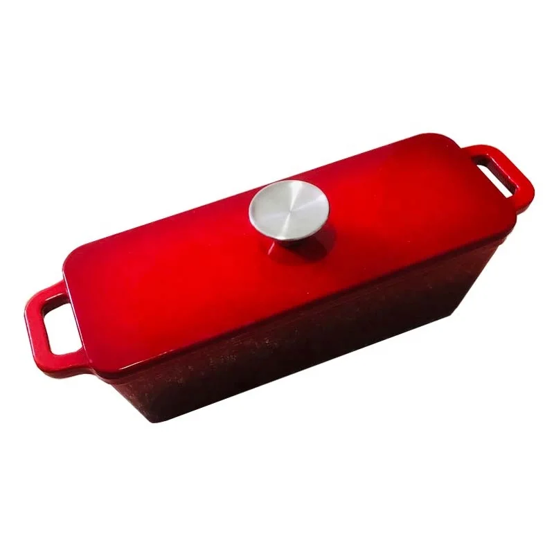 Non-stick Enamel Baking Loaf Bread Pan Cast Iron Rectangle Bread Bakers Pot With Cover