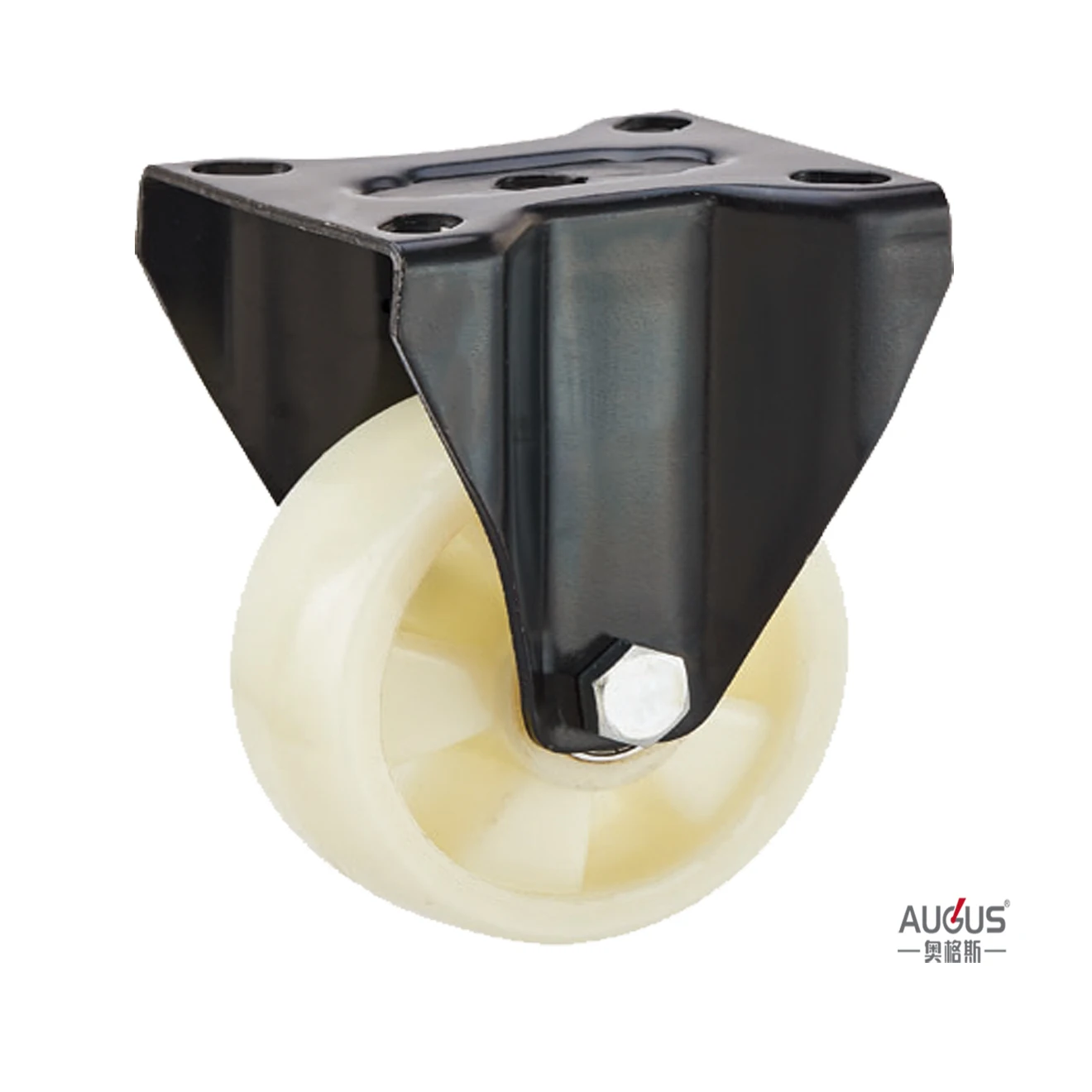 White PP Material With Galvanized or Black lacquered Bracket Caster Wheel -- Medium Heavy of 4 / 5 / 6 inch size Caster Wheel