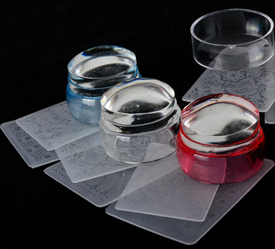 Hot Sell Nail Art Templates Pure Clear Jelly Silicone nail stamping plates Scraper with Stamping Gel Kit