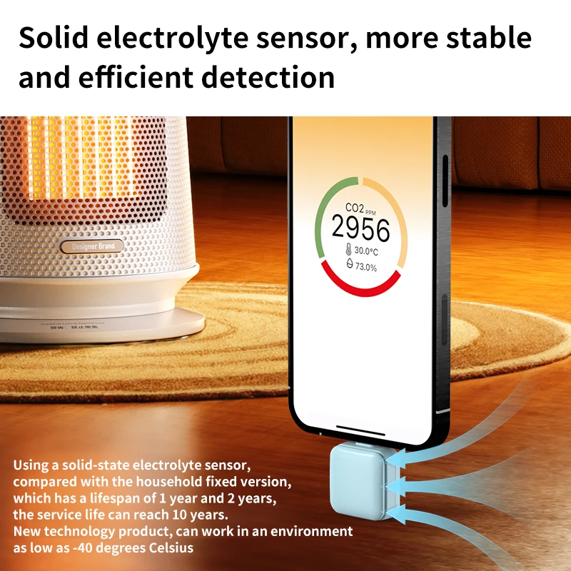 Mini CO2 Monitor for Winter Analyzer Professional Carbon Dioxide Detector for Anywhere Portable Personal Monitor for Safe Home