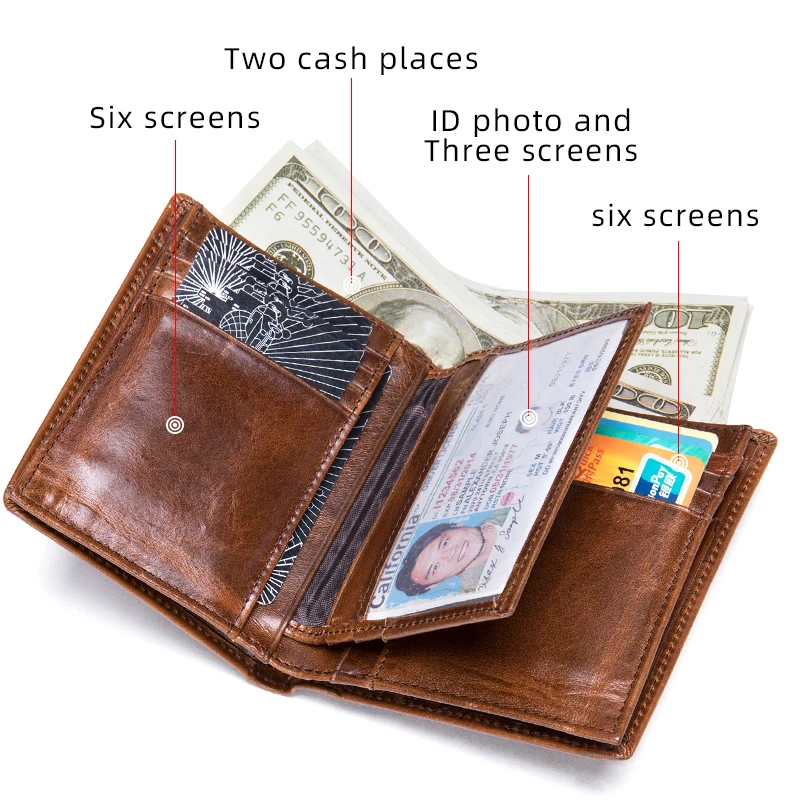 High Quality Brown Purse Custom Made Purses Mul-tifunction Vintage Leather Wallet