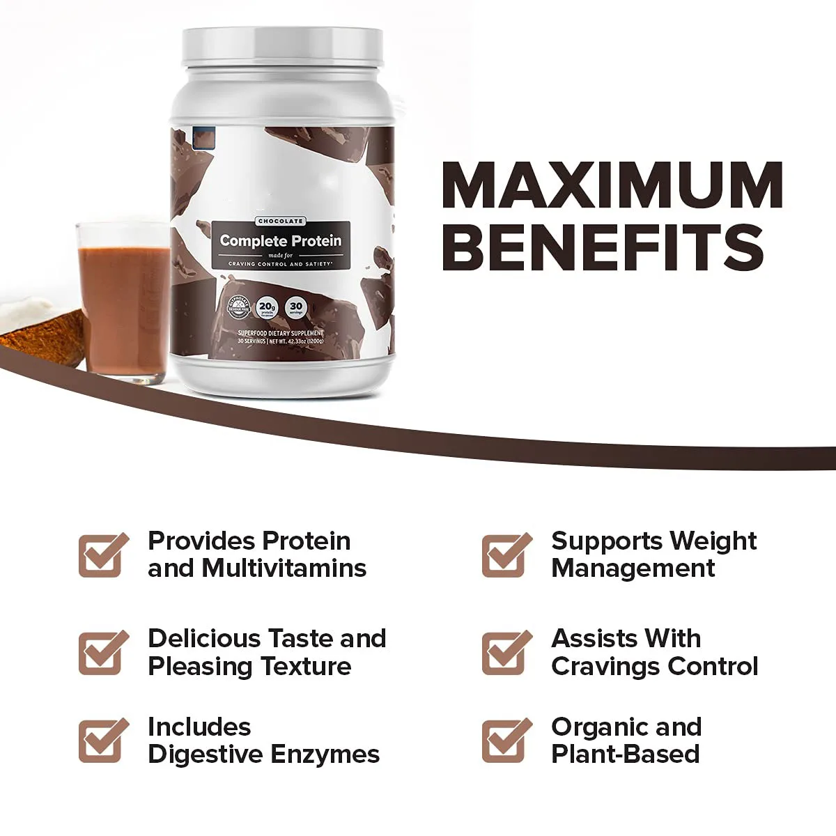 Wholesaler OEM Complete Protein Chocolate Flavor Organic Vegan Plant Based Protein Powder for Vitamin Supplements