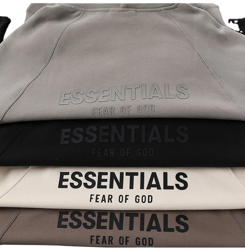 High Street FEAR OF GOD ESSENTIALS New Double-line FOG Sweater Coat Trendy Logo Reflective Letters Loose Fashion Hoodies