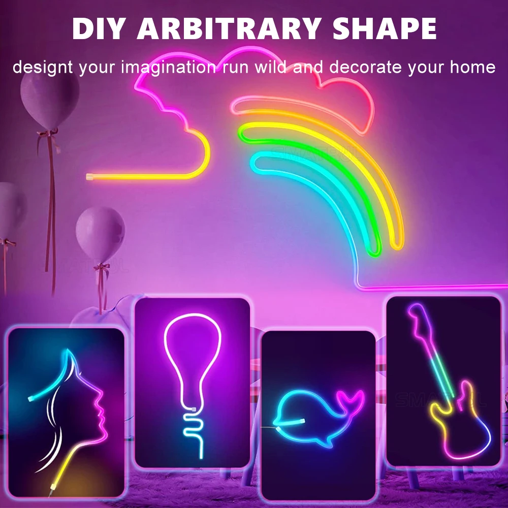 WIFI Tuya Smart IP67 Waterproof 5M RGB Light Strip Wireless Remote Control Colorful LED Neon Light Strip