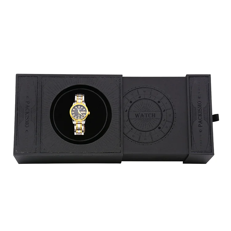 Watch case packaging latest design black pull automatic lift watch storage box