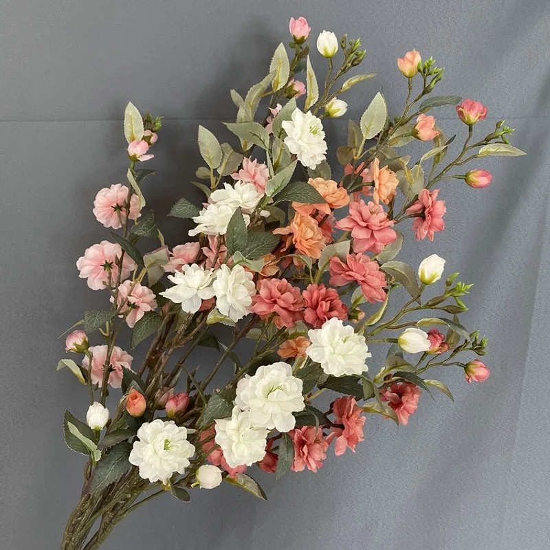 H-655 Coated cloth long only camellia home hotel shopping mall wedding display decoration simulation flower bouquet