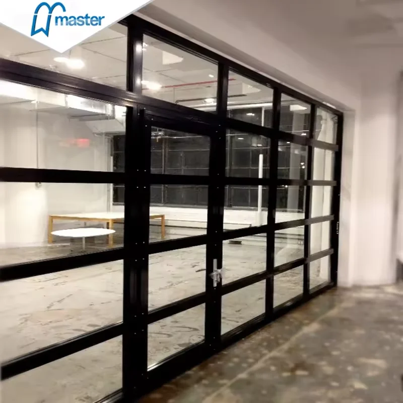 Master Well Automatic Electric Exterior Aluminum Alloy Full View Double Glass Commercial Sectional Garage Door