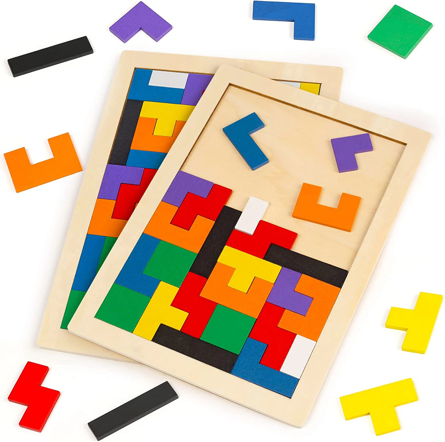 Intelligence Educational 3D Russian Wooden Blocks Game Colorful Brain Teasers Toy Tangram Puzzle for Kids