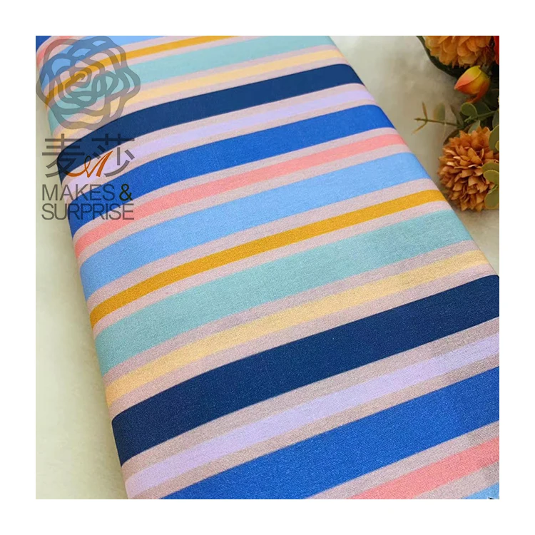 2024 Pure Cotton Fabric Knit Stretch Fabric Pink White Striped Pure Cotton Fabric For Clothing Pillows Blouses Bedding
