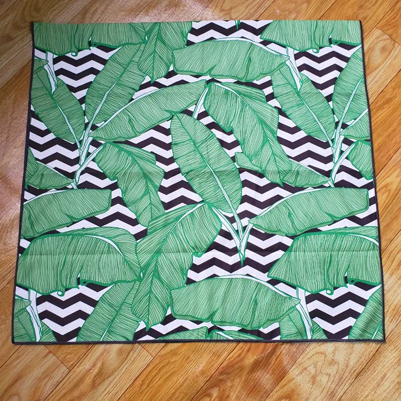 custom design leaf tropical printed suede light weight travel beach use towel