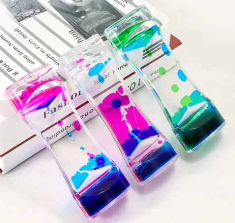 Sanlead Floating Color Mix Illusion Timer Ornament Desk Liquid Motion Visual Slim liquid Oil Acrylic Hourglass Timer Clock