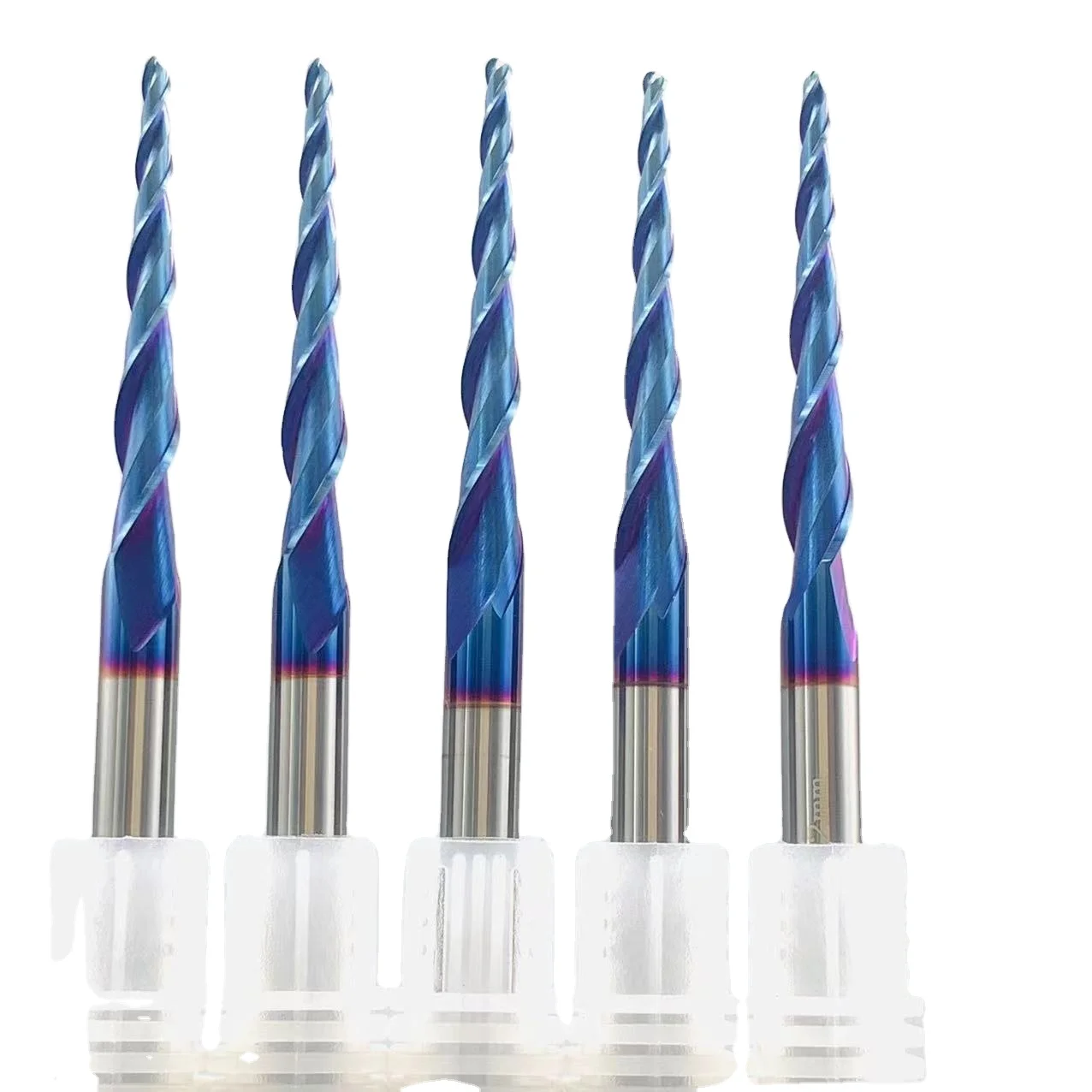COWEE High Quality CNC Machine Ballnose Milling Cutter End Mill Taper Ballnose Nano Blue Coating