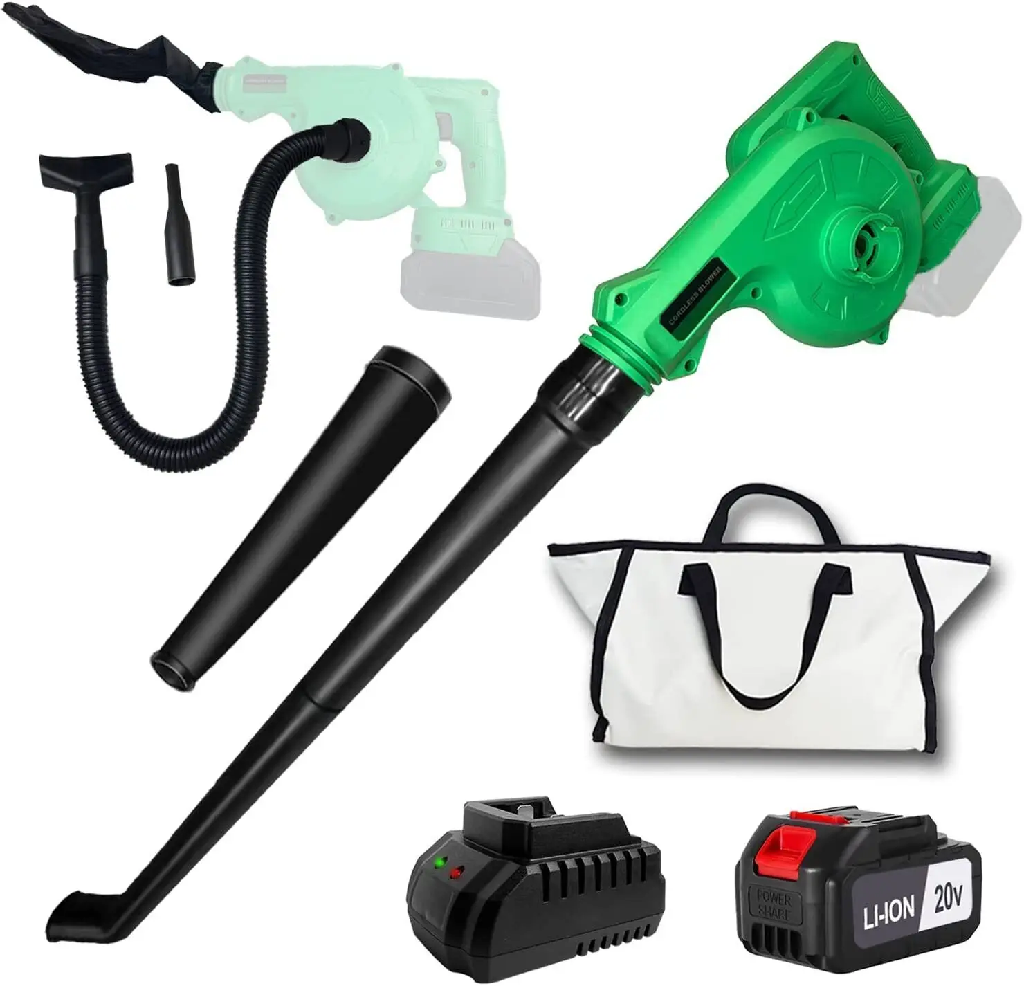 Tegatok Mini 2 in1 Cordless Leaf Dust Blower Compact Vacuum Cleaner 20V Battery