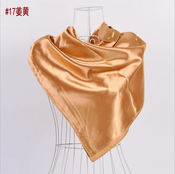 Hijab square satin scarf solid custom hijab shawl polyester square neckerchief 90*90 silk hijab scarf