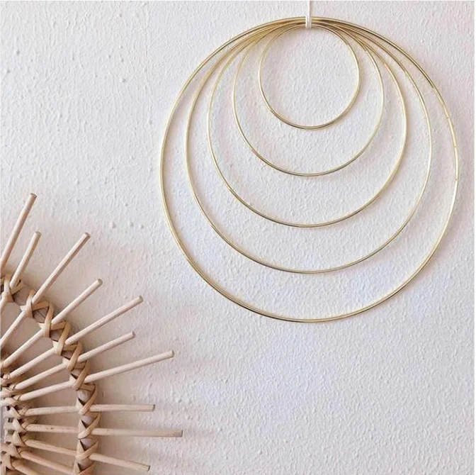 wholesale Large Metal Macrame Ring gold metal floral hoop ring 15cm gold metal hoop for  Macrame Wall Hanging Crafts