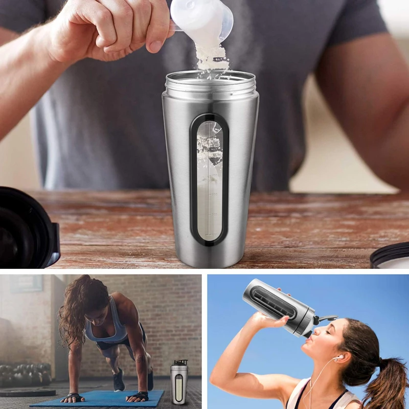Protein Powder Sports Shaker Bottle For Water Bottles Gym Nutrition Blender Cup Stainless Steel Vacuum Insulation New
