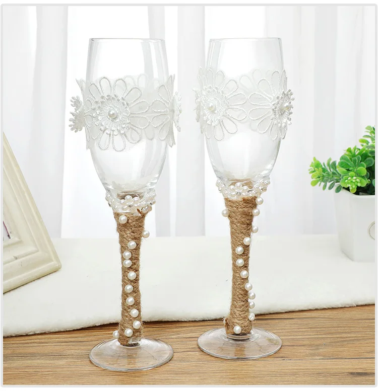 Wholesale cake knife set clear glass goblet wedding champagne glasses set