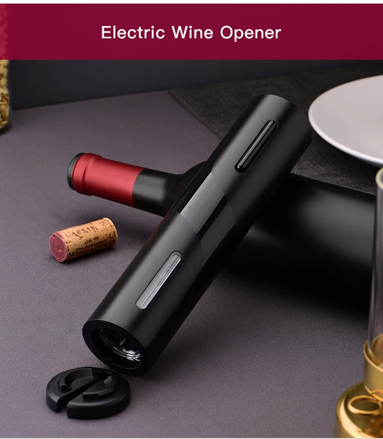 automatic corkscrew wine gift set factory wholesales custom logo rechargeable battery operated electric wine opener with base