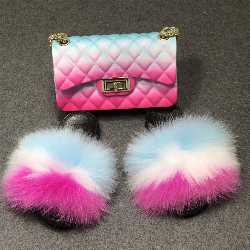 
Summer Hot Deisgn Factory Sandals Non-slip Slippers Kids Furry Slides Jelly Purse And Fur Slides 
